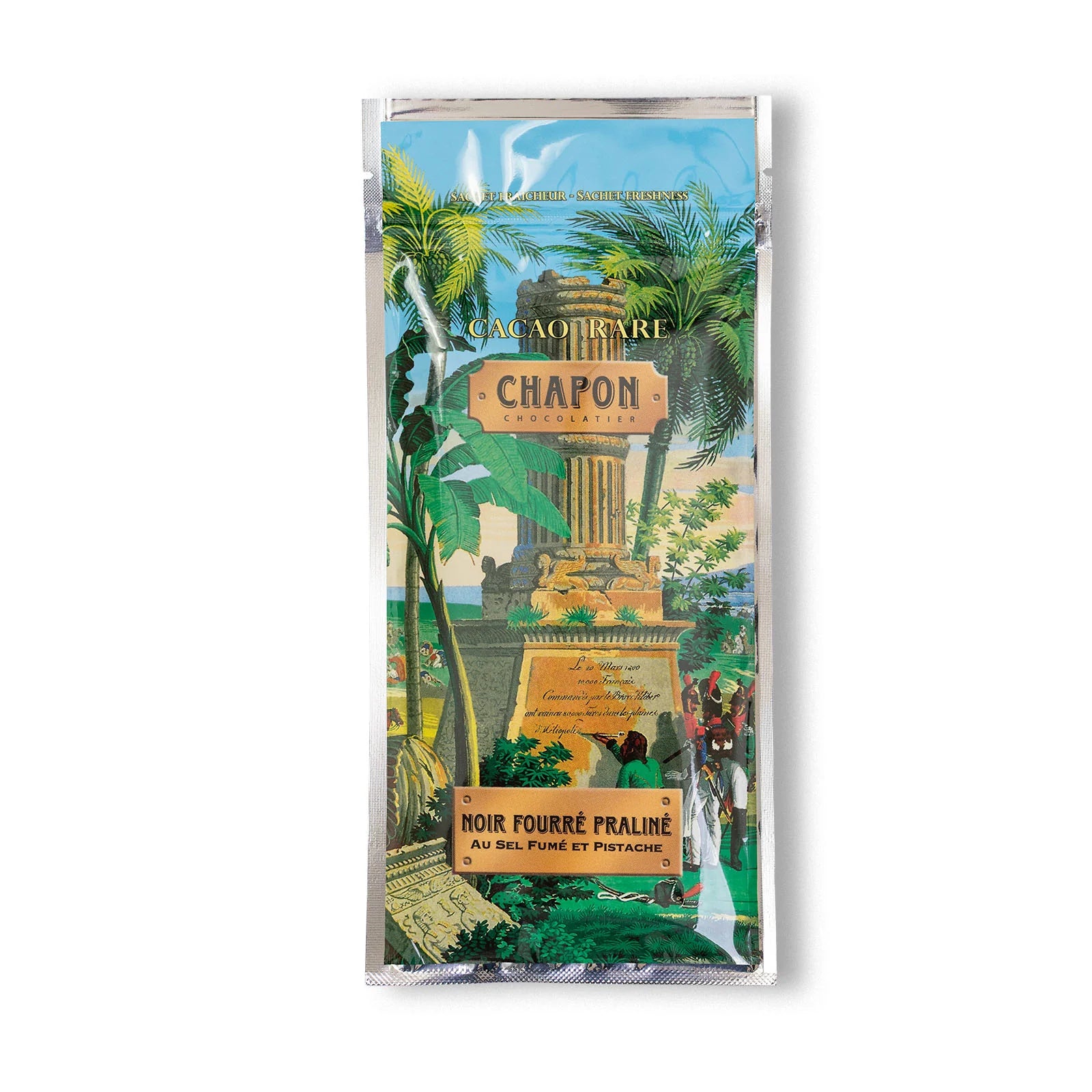 Chapon – Dark Chocolate Bar with Smoked Salt & Pistachio Praliné Filling