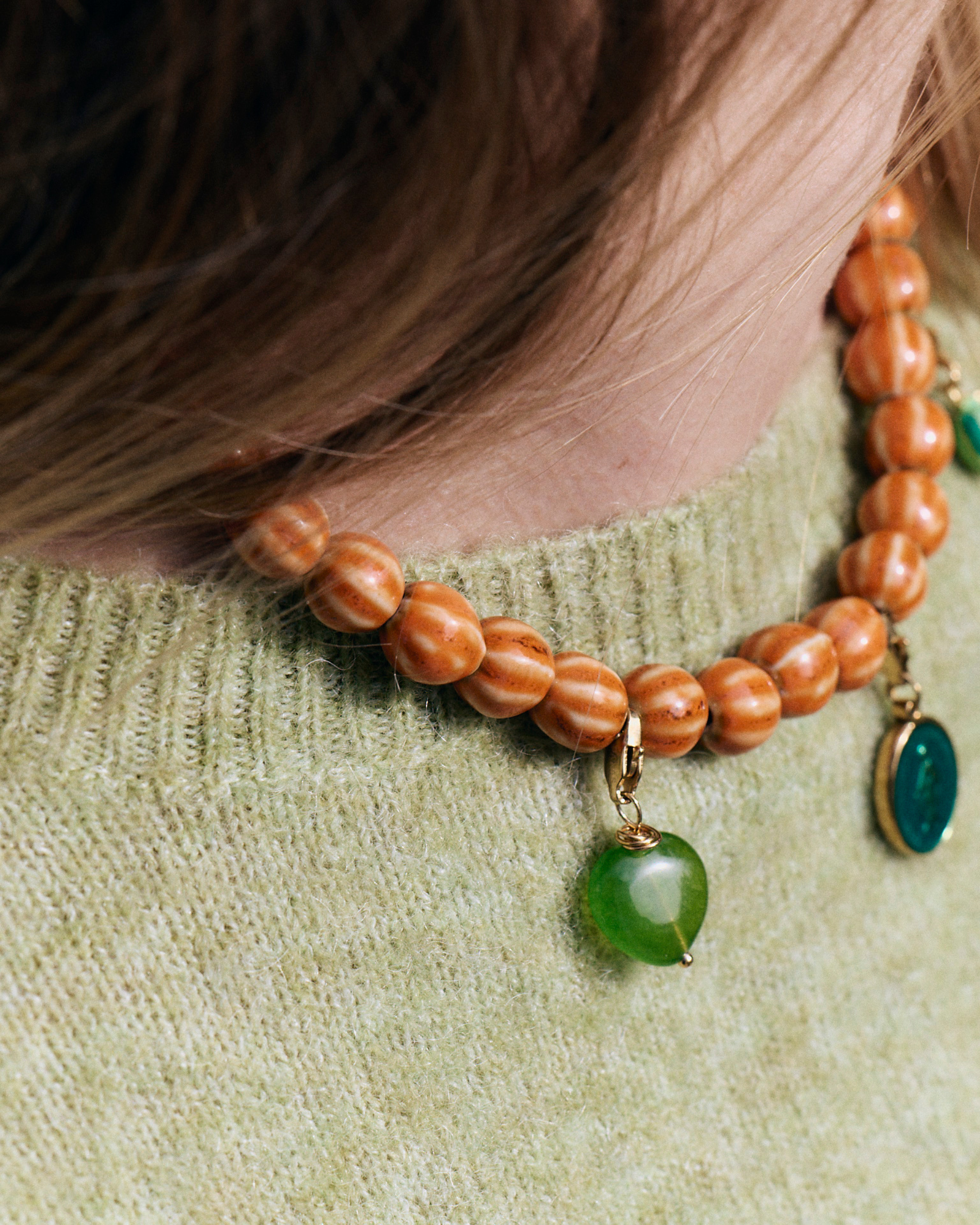 Coeur Jade — Heart-shaped dangle charm in Jade