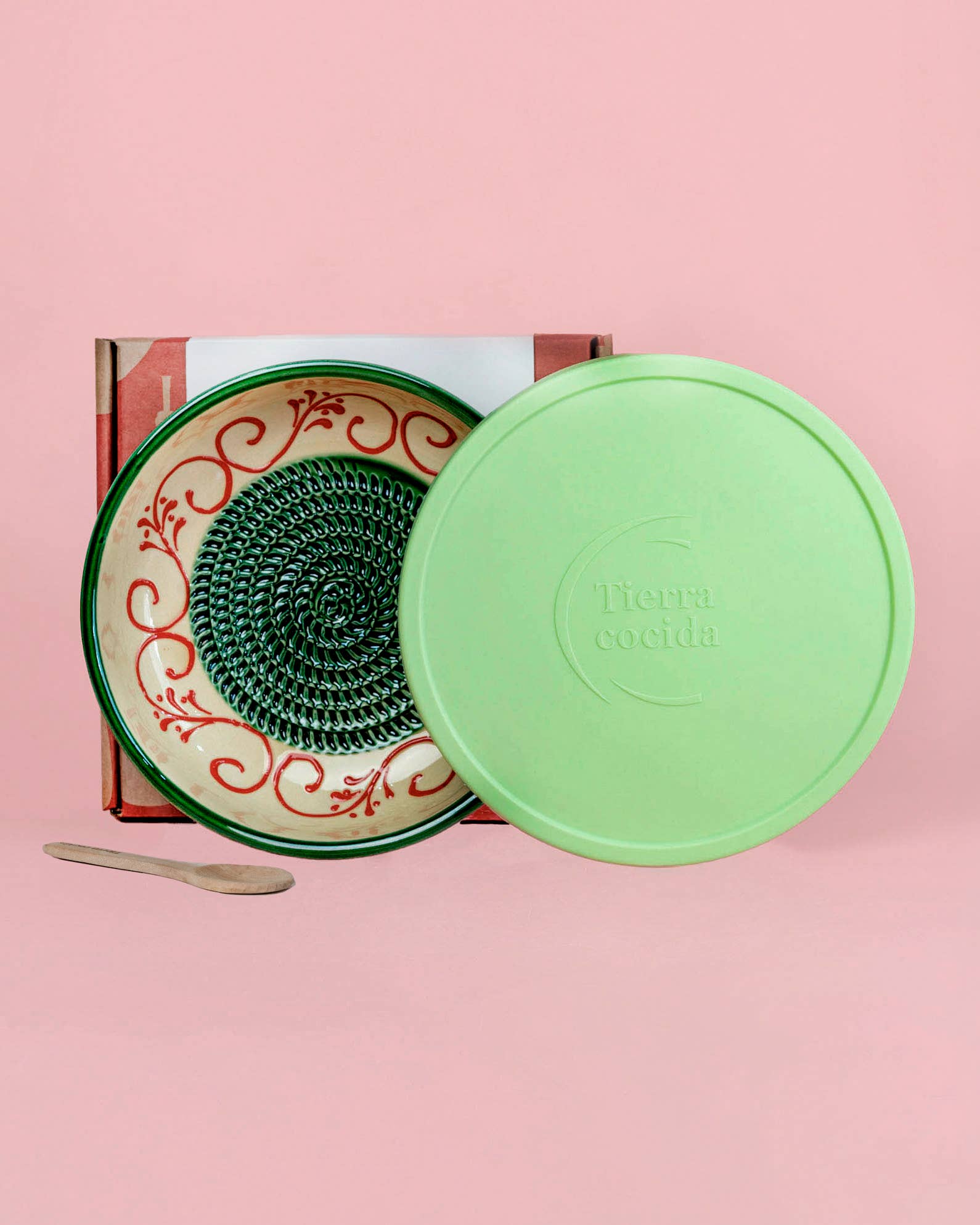 Ceramic Garlic Grater Set with Lid & Spoon