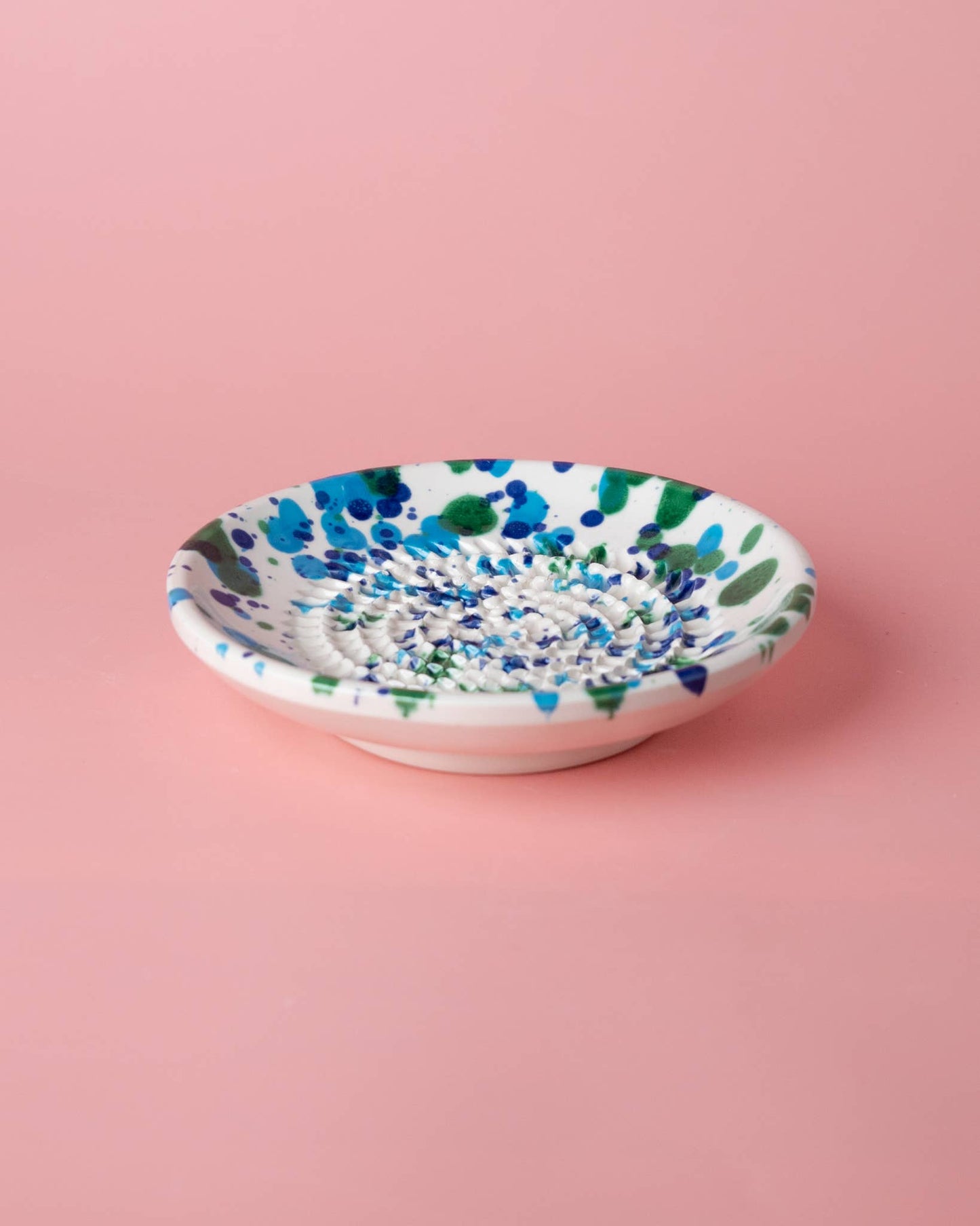 Small Ceramic Garlic Grater Plate — Coral