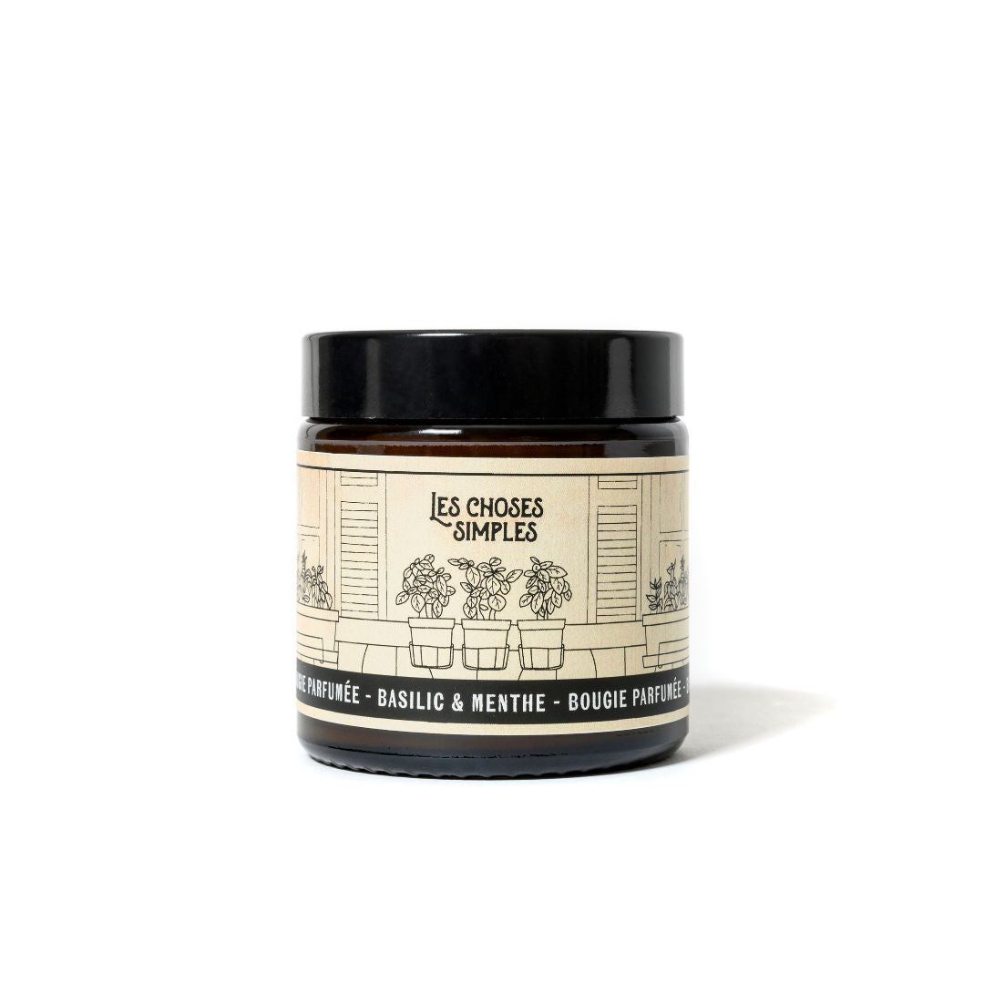 Medium Scented Soy-Wax Candle - Basil & Mint