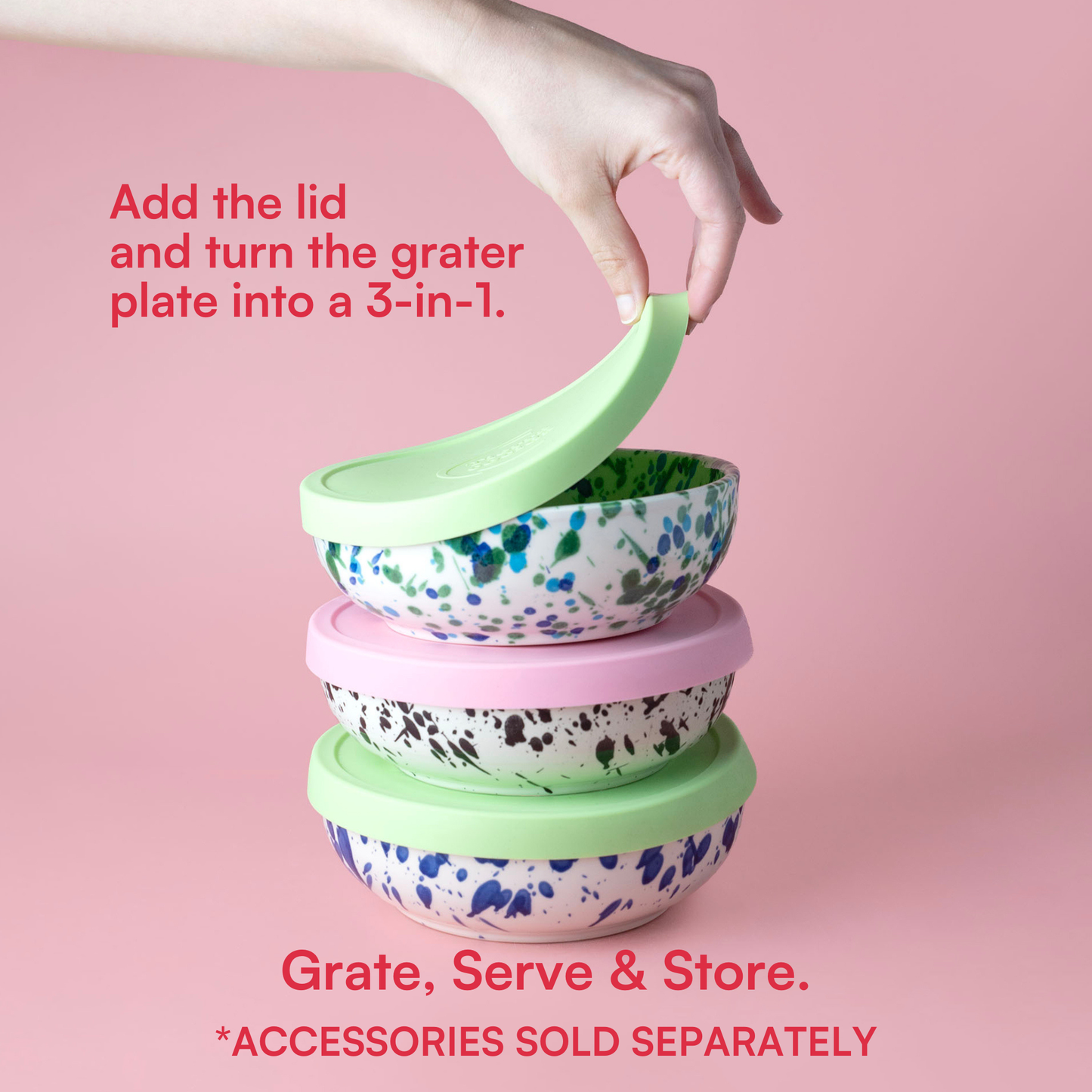 Medium Ceramic Garlic Grater Plate — Coral