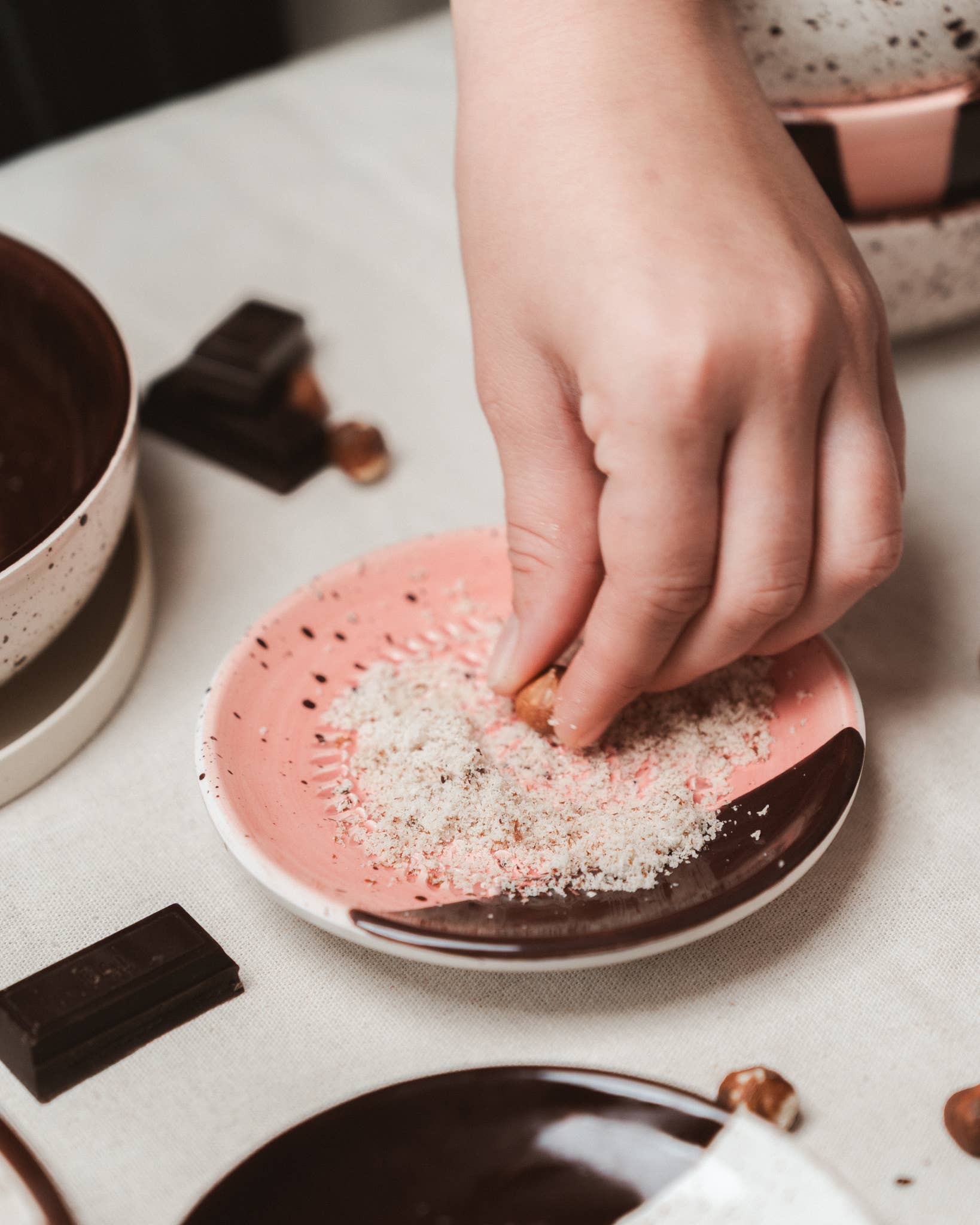 Small Ceramic Garlic Grater Plate — Chocolate