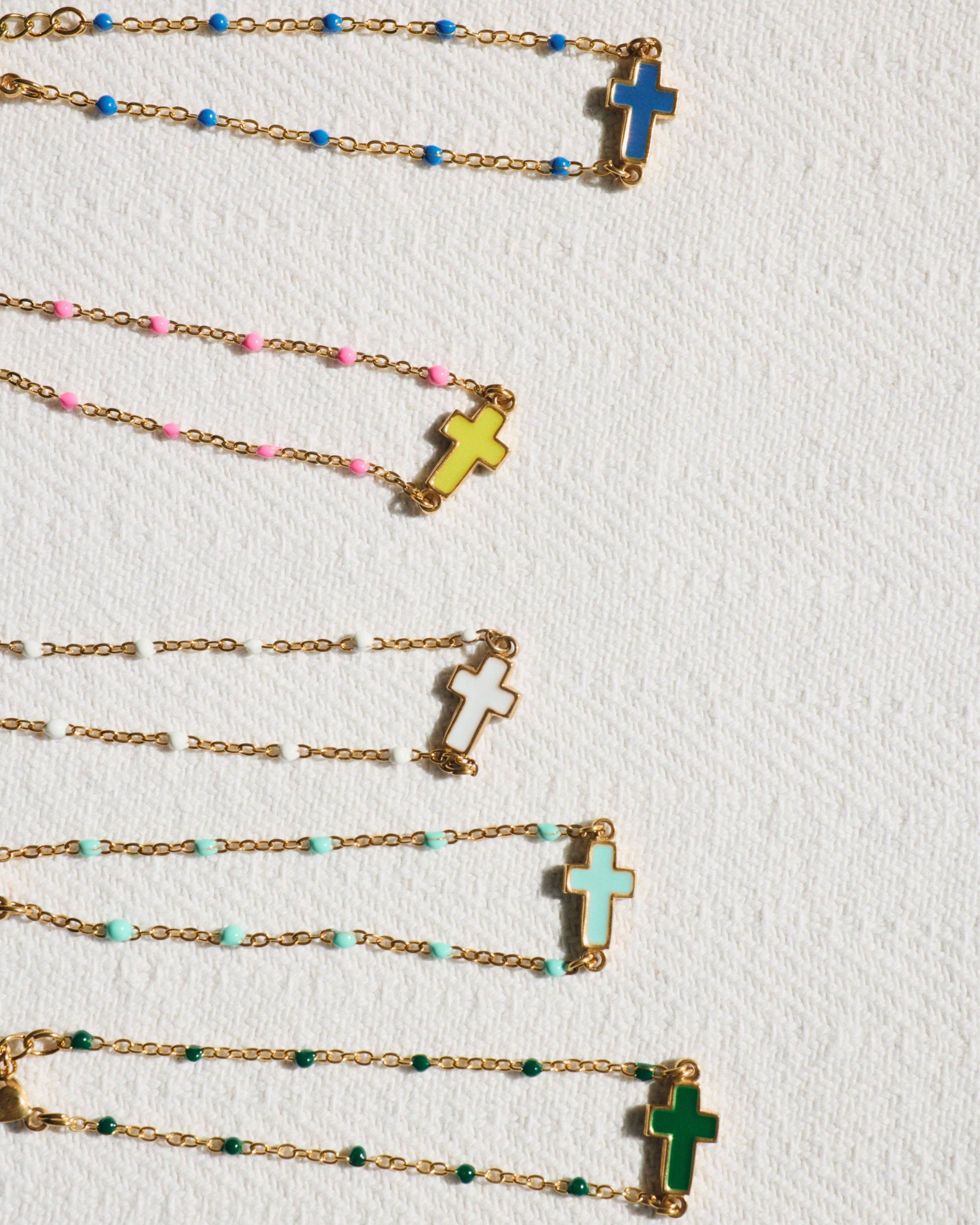 Bracelet Cruz Castelo — Pink & Amarelo