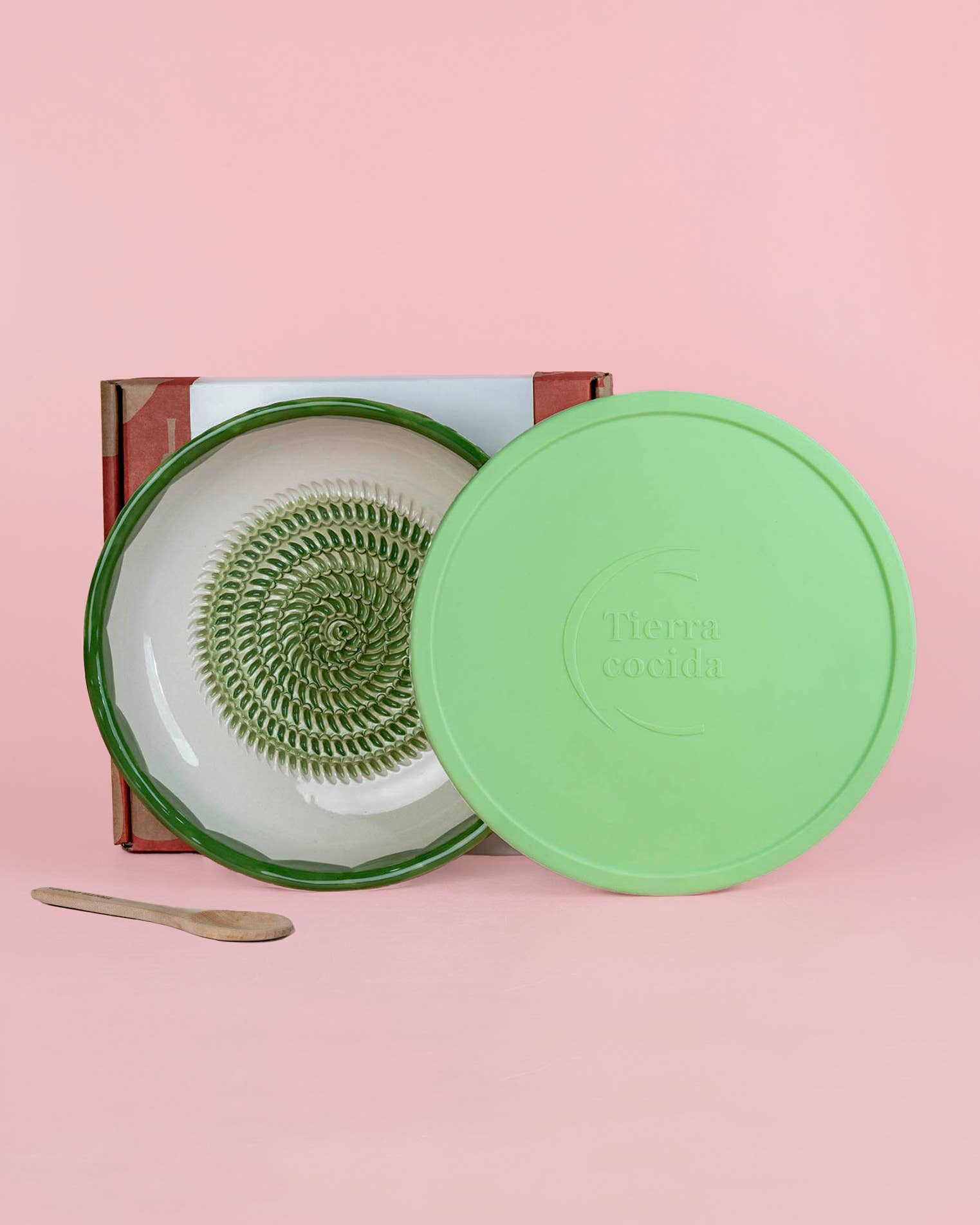 Ceramic Garlic Grater Set with Lid & Spoon