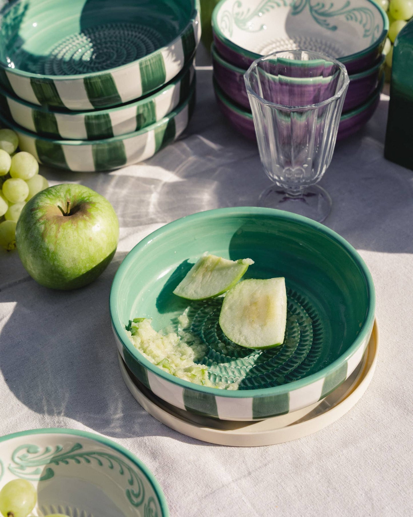 Large Ceramic Garlic Grater Plate — Jade