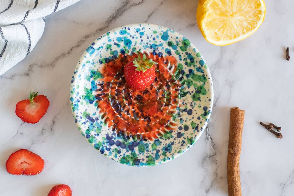 Small Ceramic Garlic Grater Plate — Coral