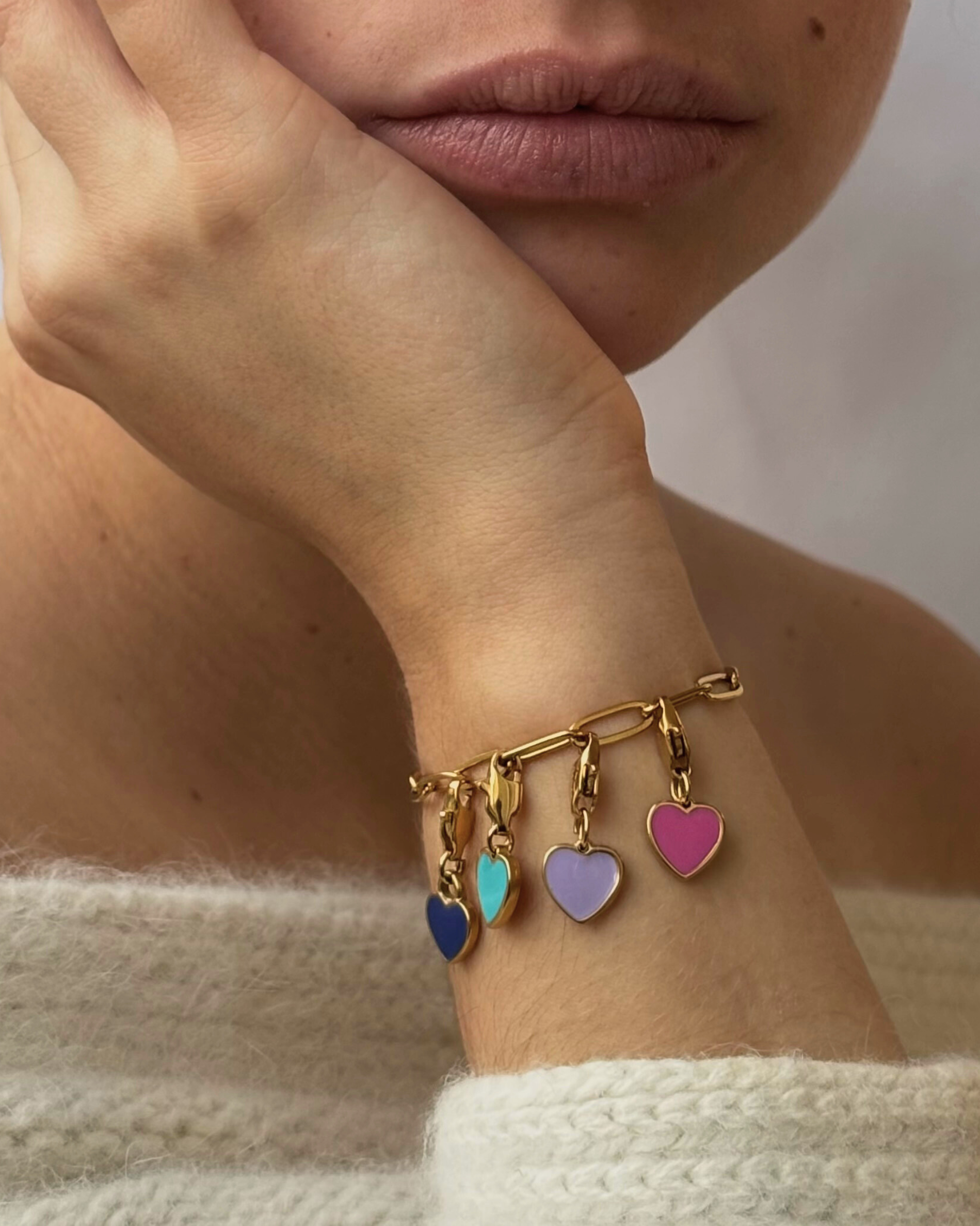Coeur Dragée 4 colors — Set of Heart-Shaped Charms