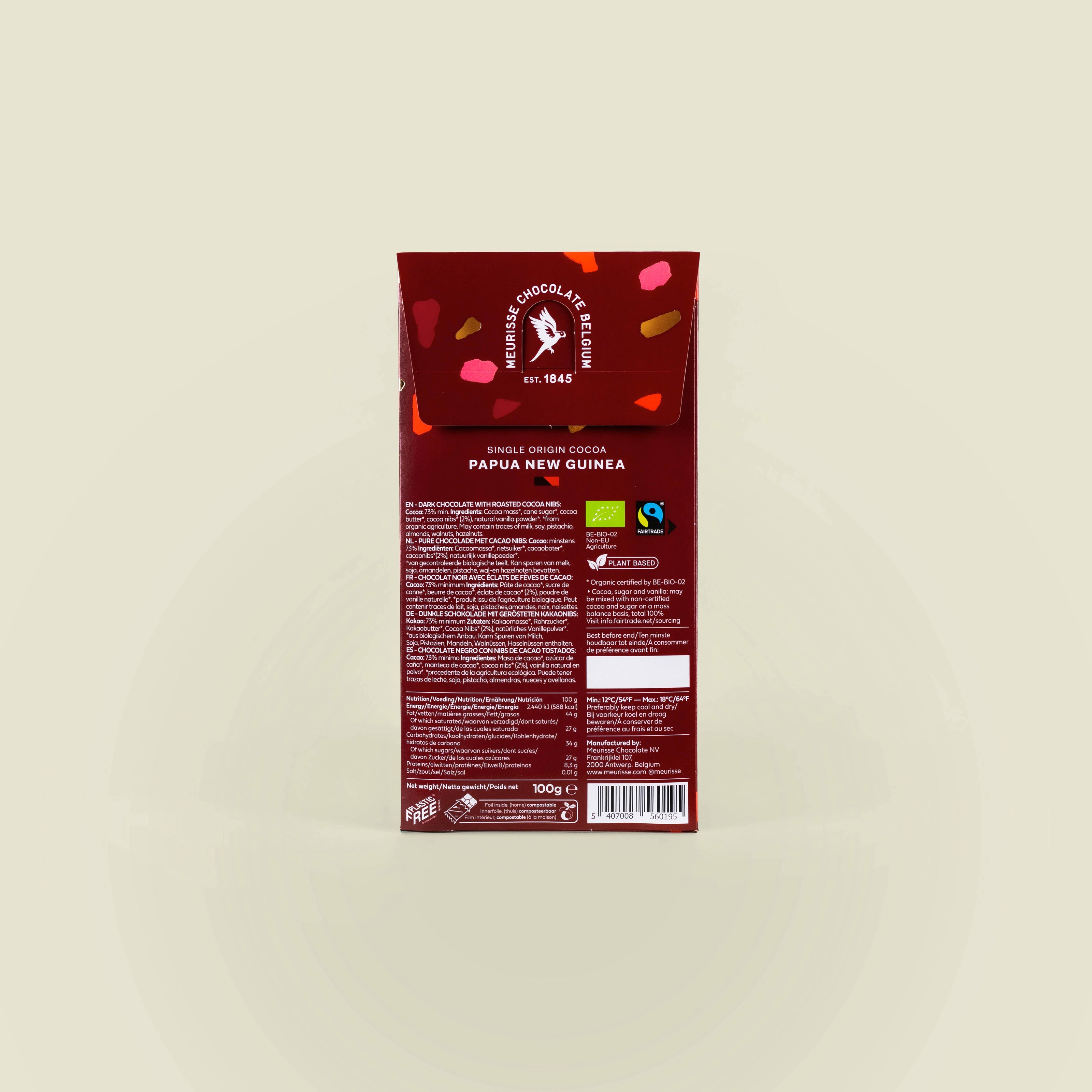 Organic Dark Chocolate with Roasted Cacao Nibs (100g)