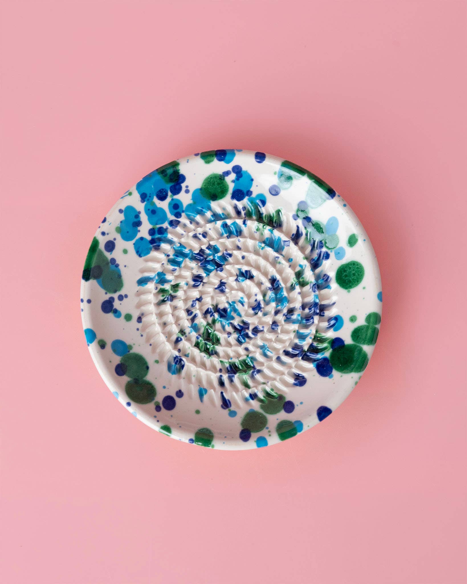 Small Ceramic Garlic Grater Plate — Coral