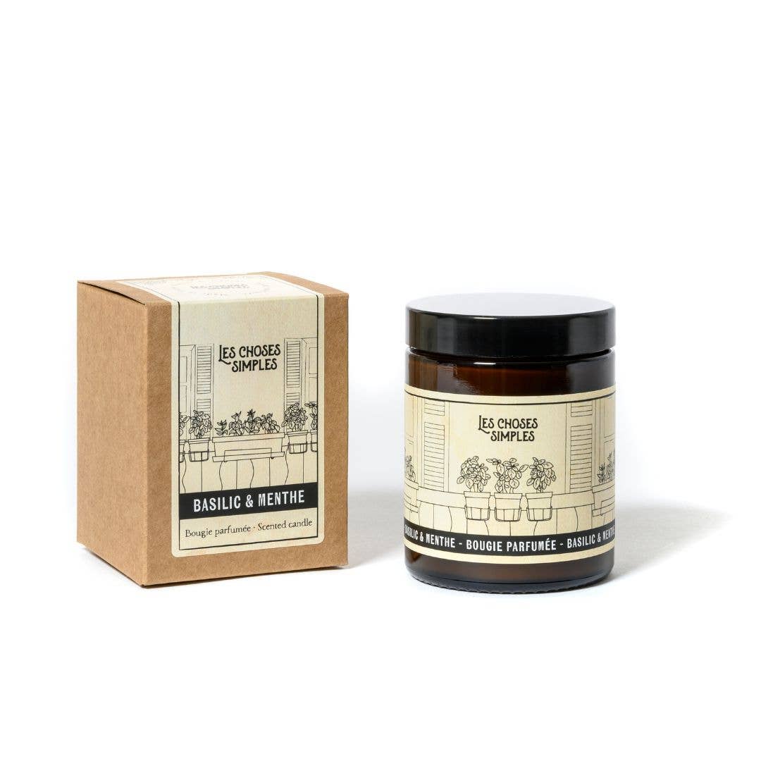 Medium Scented Soy-Wax Candle - Basil & Mint