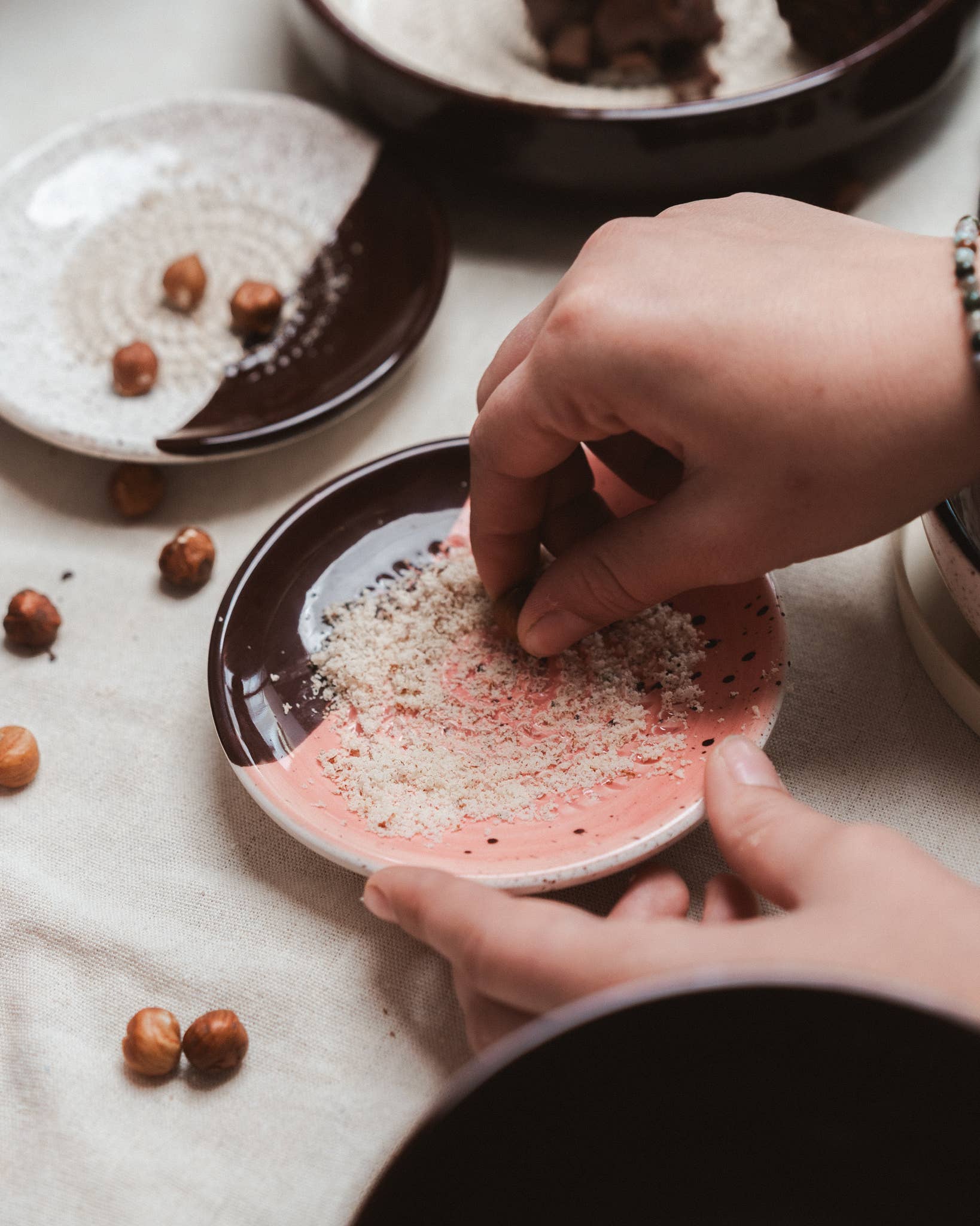 Small Ceramic Garlic Grater Plate — Chocolate