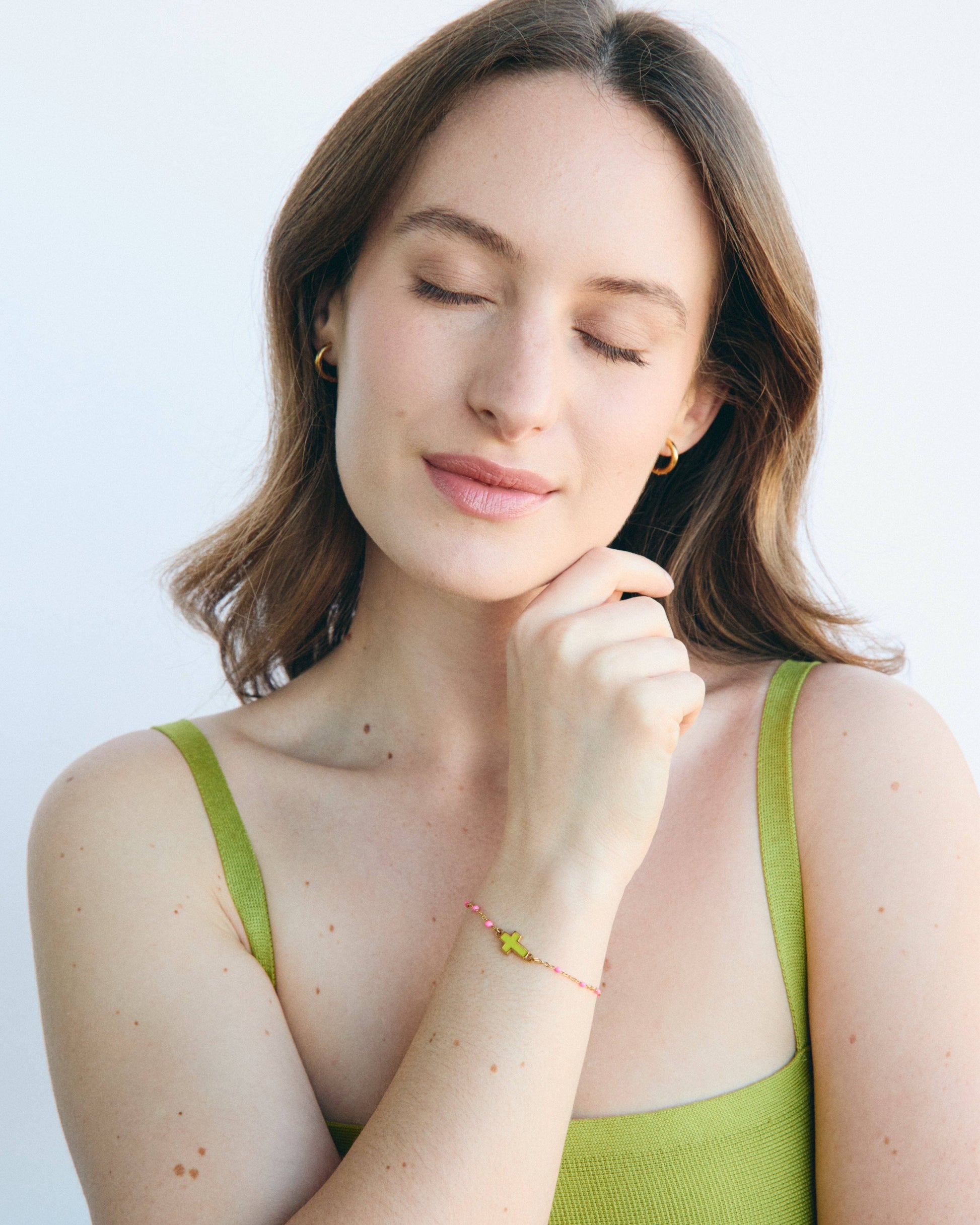 Bracelet Cruz Castelo — Pink & Amarelo