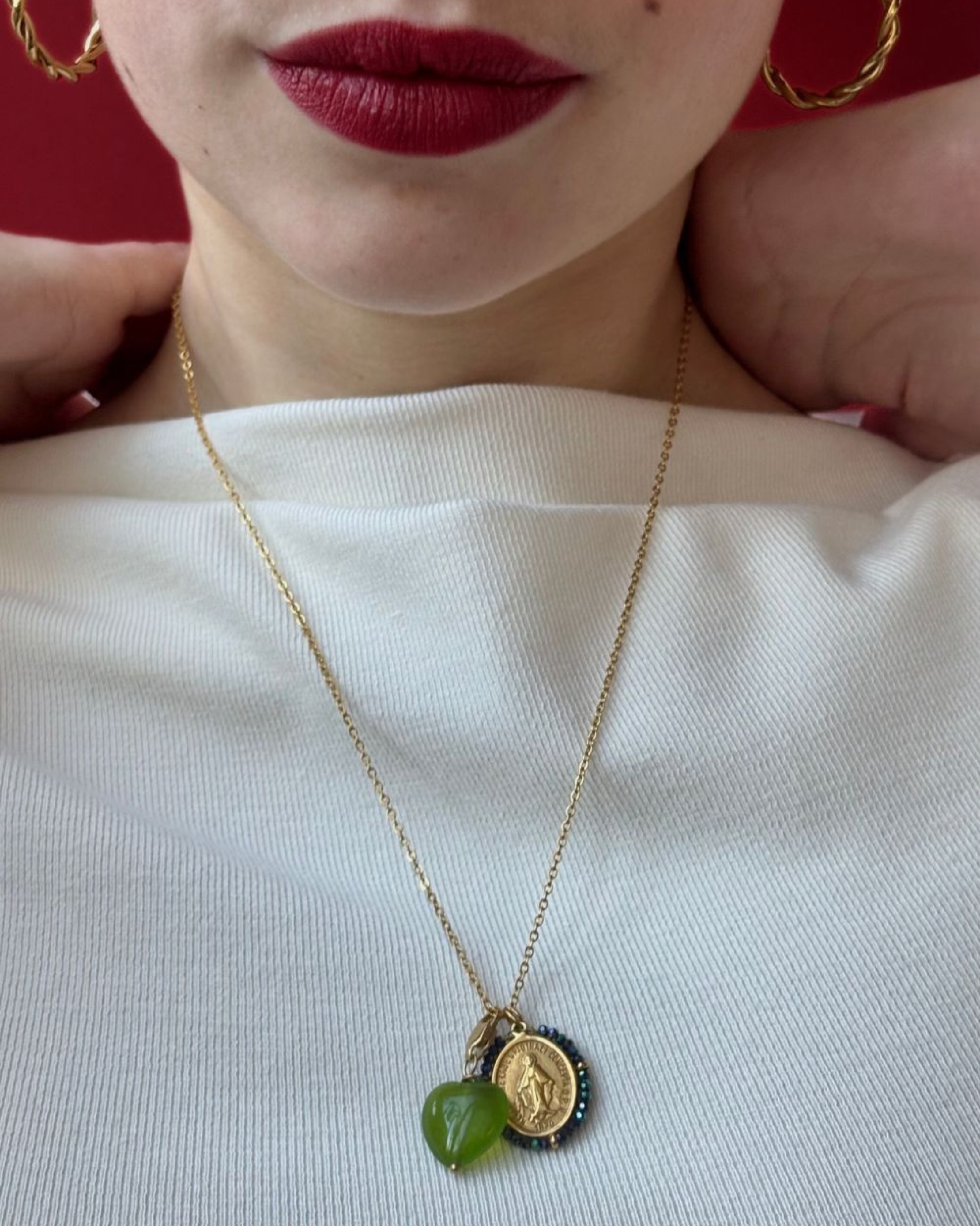 Coeur Jade — Heart-shaped dangle charm in Jade