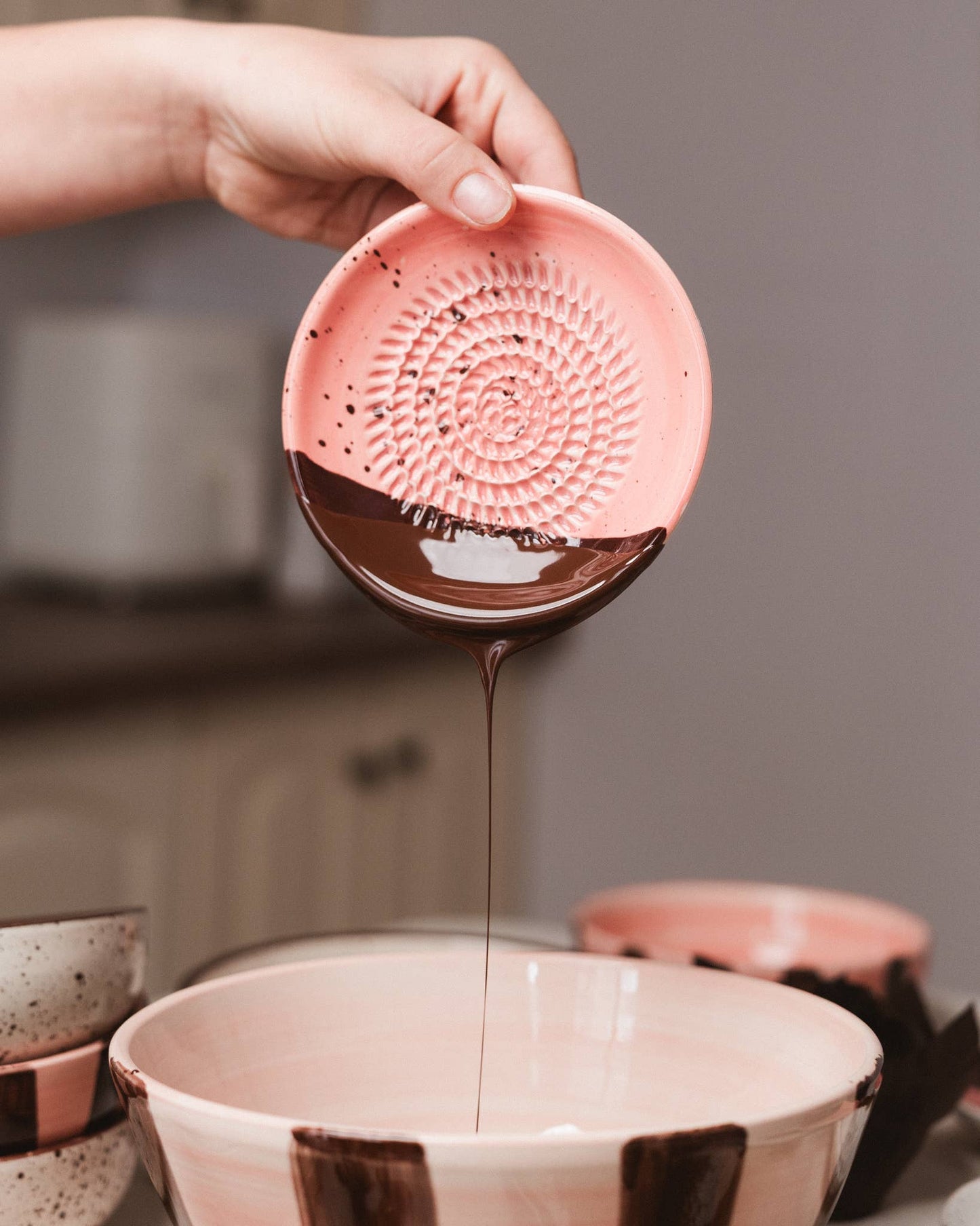 Small Ceramic Garlic Grater Plate — Chocolate