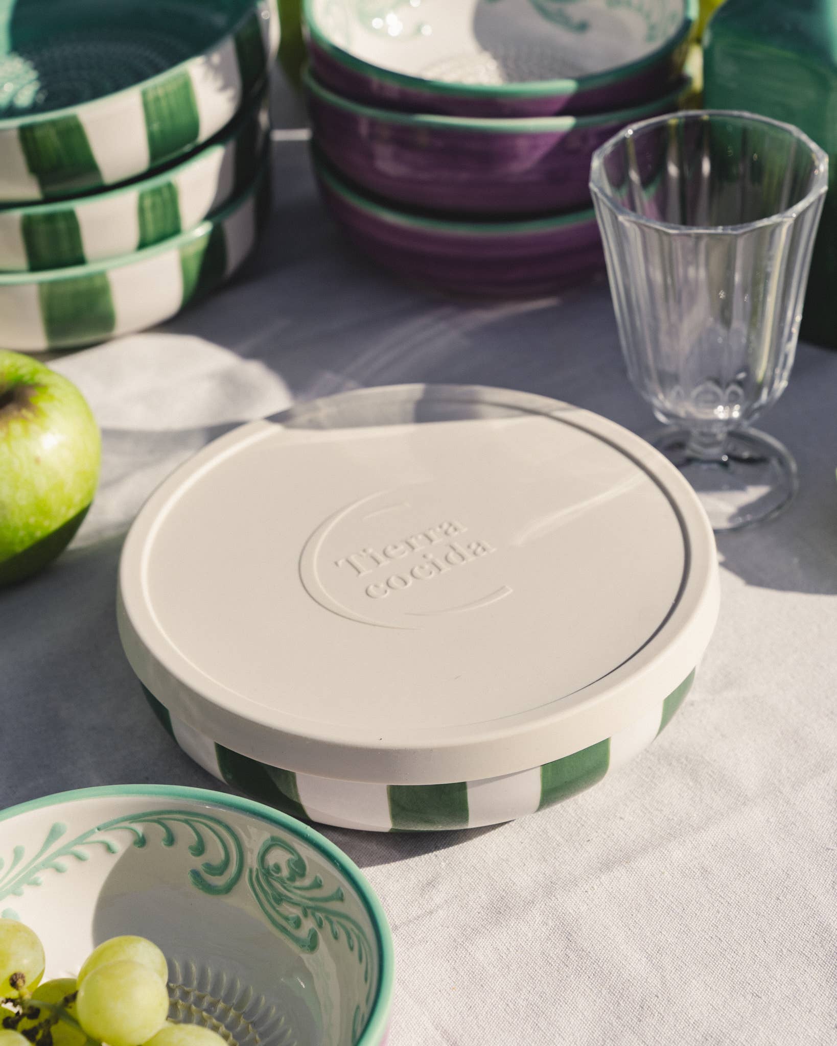 Large Ceramic Garlic Grater Plate — Jade